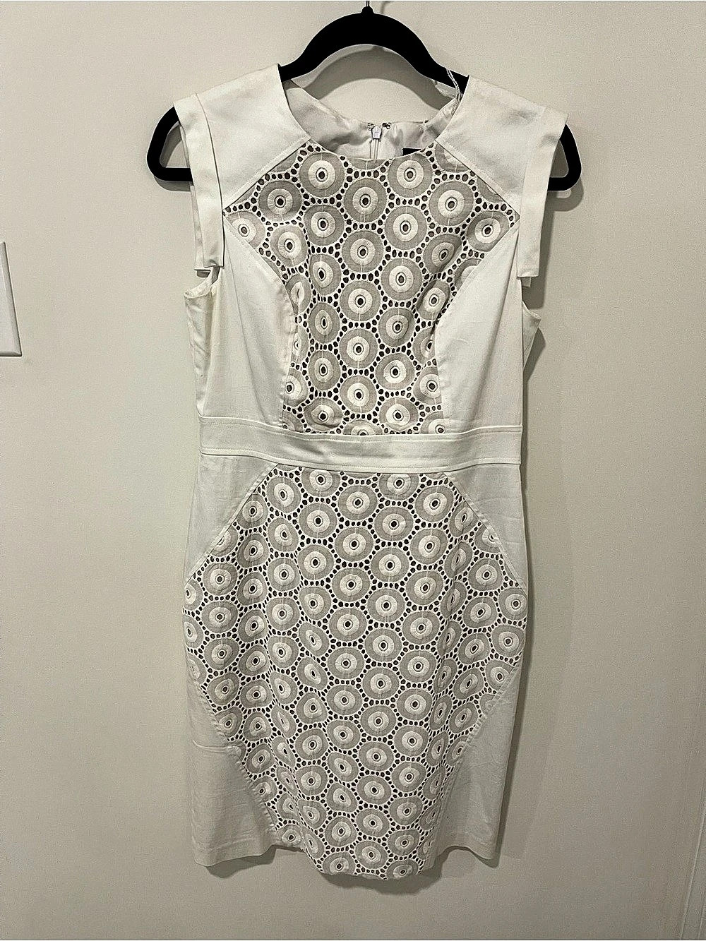 Adrianna Papell White Eyelet Dress Size 10